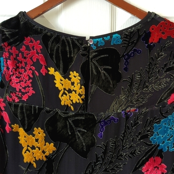Maeve Anthropologie Alisa Floral Burnout Velvet & Silk Mini Tee Dress Black 4P - Picture 12 of 13